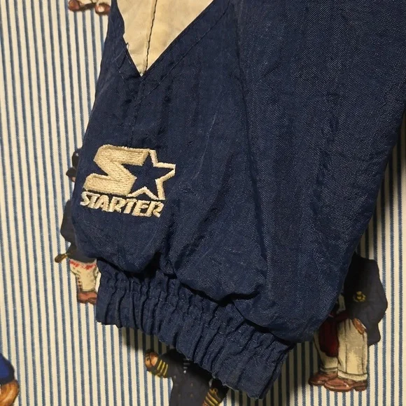 Vintage 90s Starter Notre Dame Fighting Irish College Jacket Blue Yellow Medium - Picture 3 of 16